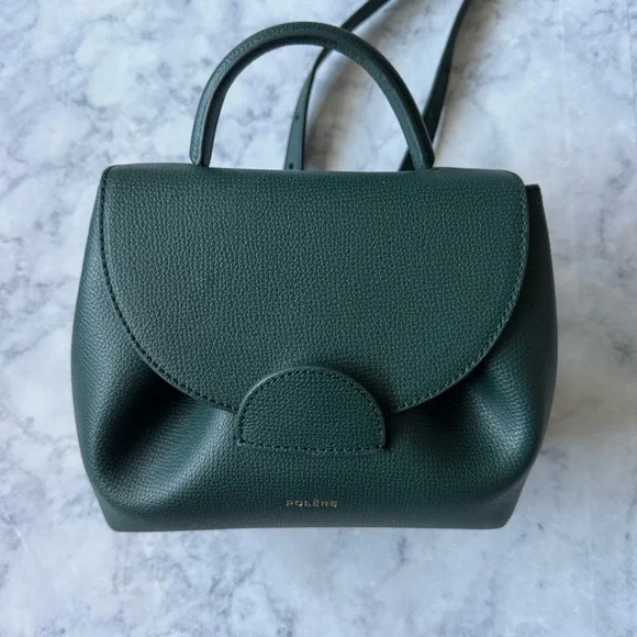 Polene Numéro Un Nano Dark Hunter Green Crossbody Bag Purse Paris - Picture 9 of 12